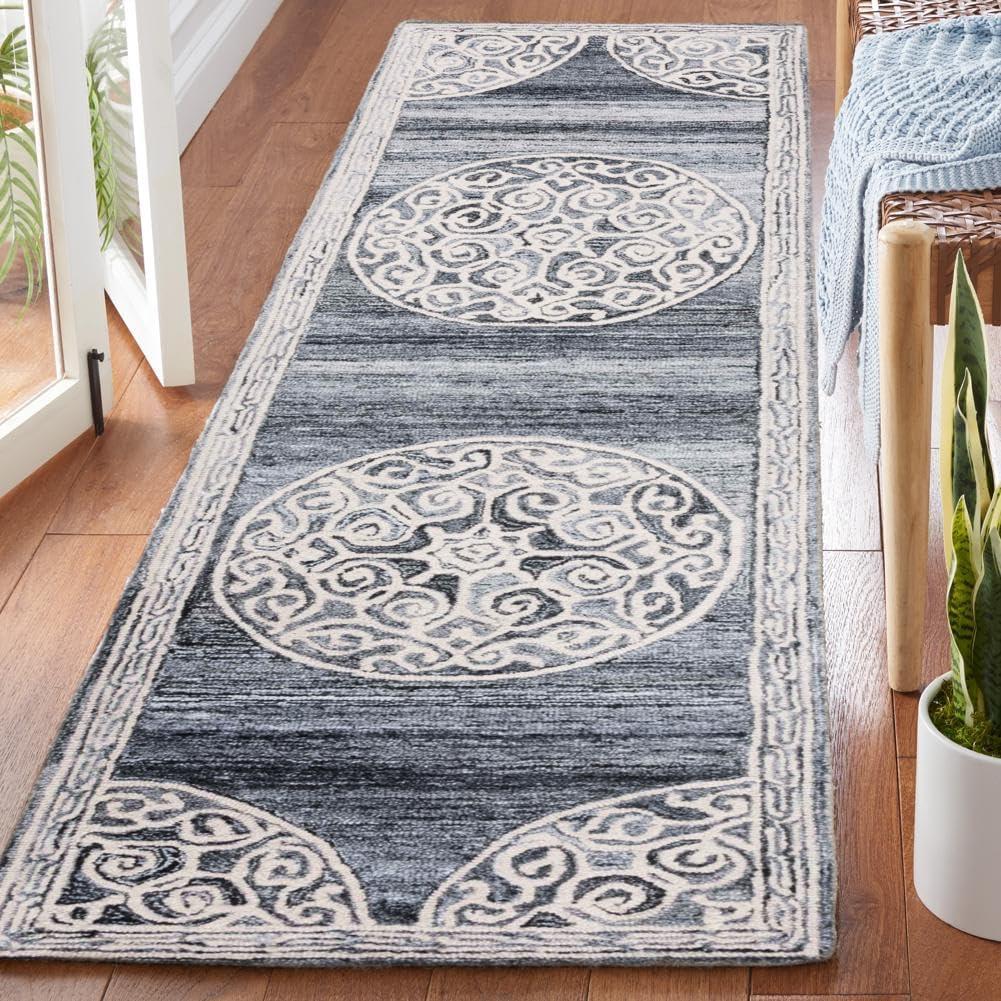 image:imageSAFAVIEH Area Rug 8x10 Natural Fiber Collection Large Natural amp Ivory Handmade Jute amp Wool Flat Weave Farmhouse Rustic Boho Fringe Design Ideal for Living Room Bedroom Dining Space NF377AGreyIvory