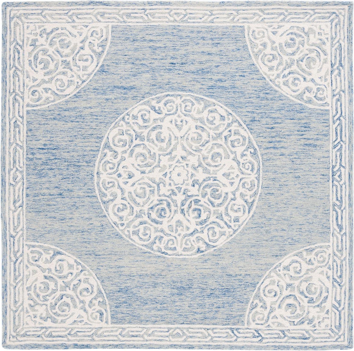 image:imageSAFAVIEH Area Rug 8x10 Natural Fiber Collection Large Natural amp Ivory Handmade Jute amp Wool Flat Weave Farmhouse Rustic Boho Fringe Design Ideal for Living Room Bedroom Dining Space NF377ABlueIvory