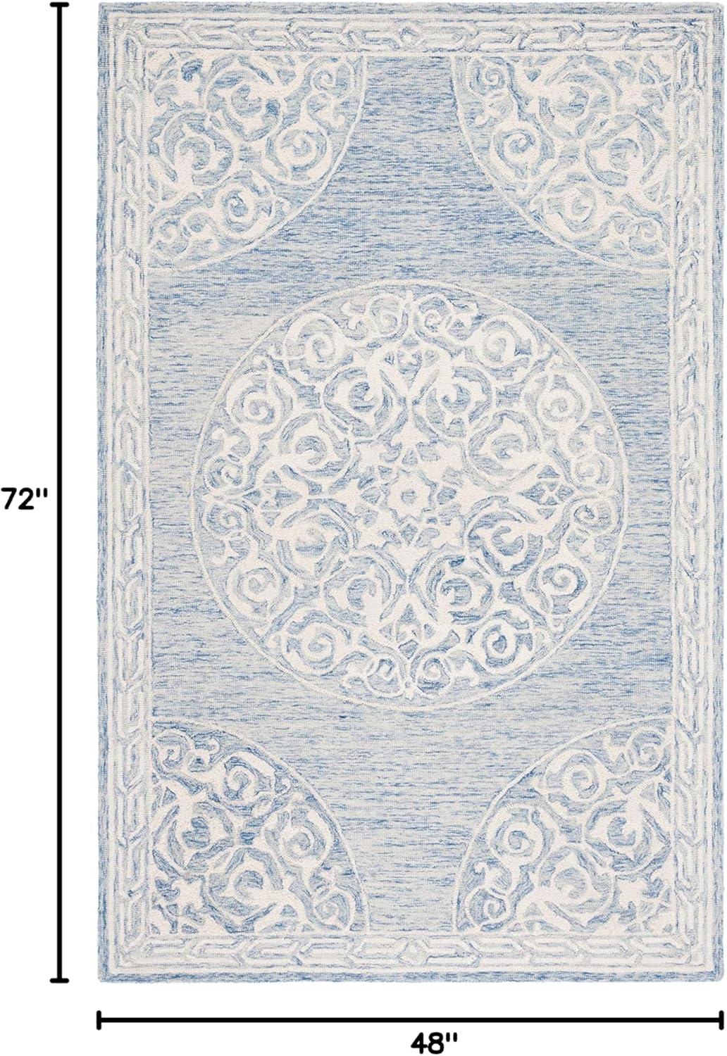 image:imageSAFAVIEH Area Rug 8x10 Natural Fiber Collection Large Natural amp Ivory Handmade Jute amp Wool Flat Weave Farmhouse Rustic Boho Fringe Design Ideal for Living Room Bedroom Dining Space NF377ABlueIvory