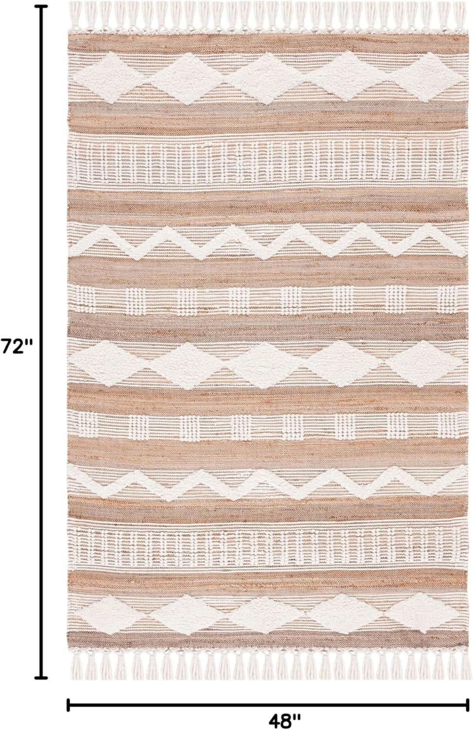 image:imageSAFAVIEH Area Rug 8x10 Natural Fiber Collection Large Natural amp Ivory Handmade Jute amp Wool Flat Weave Farmhouse Rustic Boho Fringe Design Ideal for Living Room Bedroom Dining Space NF377ANaturalIvory