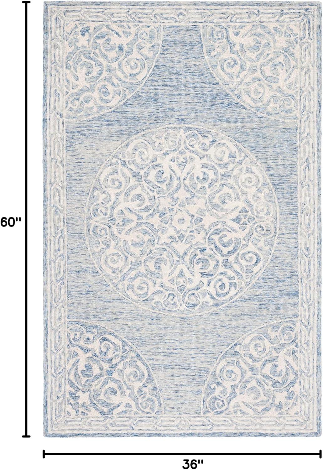 image:imageSAFAVIEH Area Rug 8x10 Natural Fiber Collection Large Natural amp Ivory Handmade Jute amp Wool Flat Weave Farmhouse Rustic Boho Fringe Design Ideal for Living Room Bedroom Dining Space NF377ABlueIvory