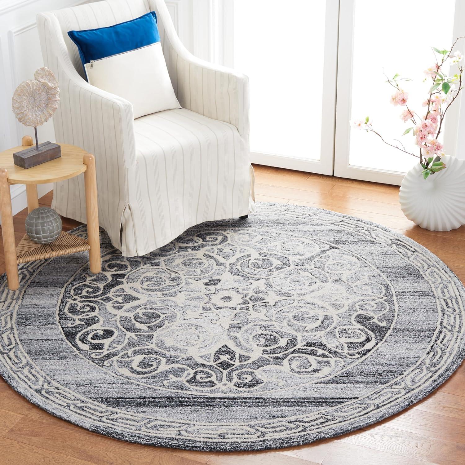 image:imageSAFAVIEH Area Rug 8x10 Natural Fiber Collection Large Natural amp Ivory Handmade Jute amp Wool Flat Weave Farmhouse Rustic Boho Fringe Design Ideal for Living Room Bedroom Dining Space NF377AGreyIvory