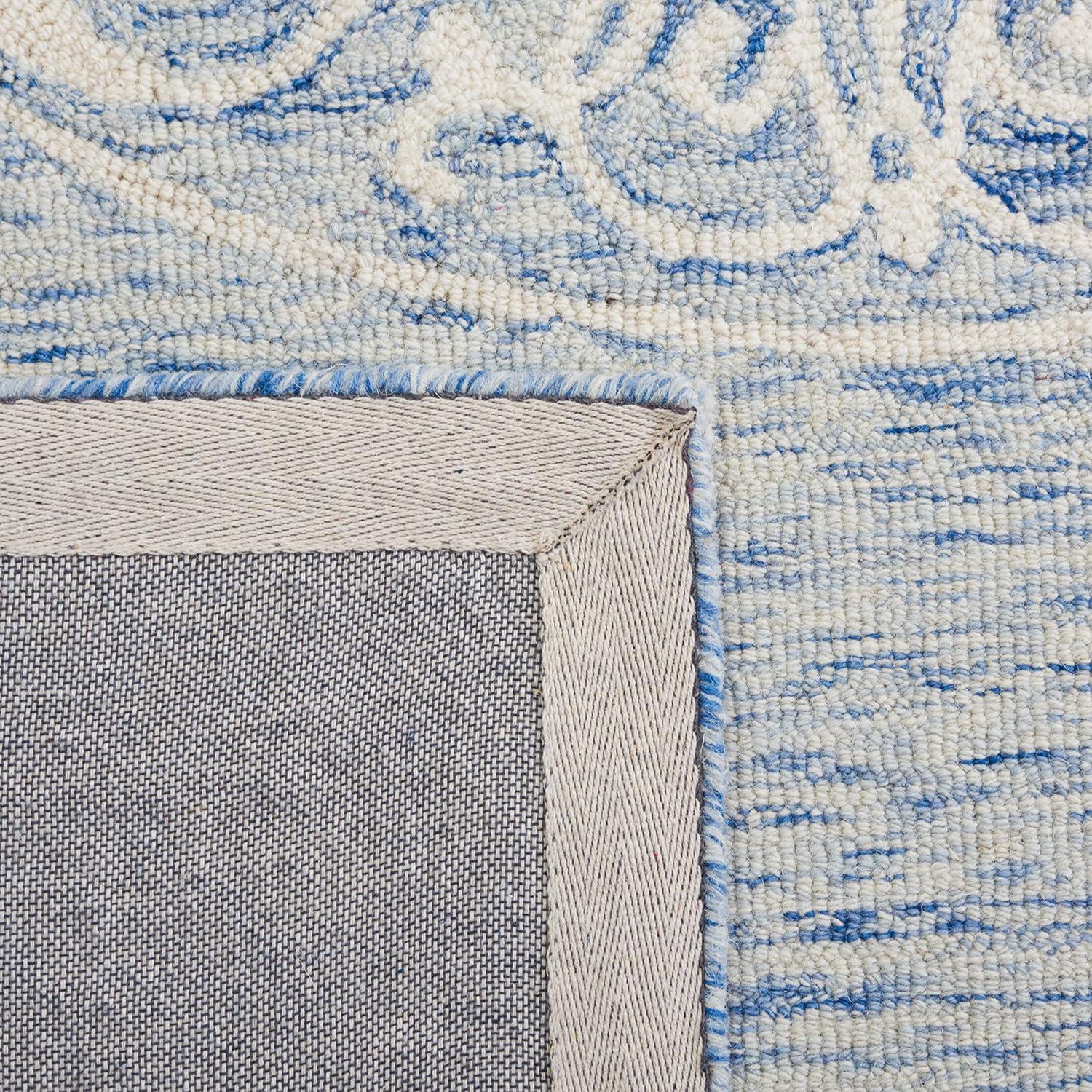 image:imageSAFAVIEH Area Rug 8x10 Natural Fiber Collection Large Natural amp Ivory Handmade Jute amp Wool Flat Weave Farmhouse Rustic Boho Fringe Design Ideal for Living Room Bedroom Dining Space NF377ABlueIvory