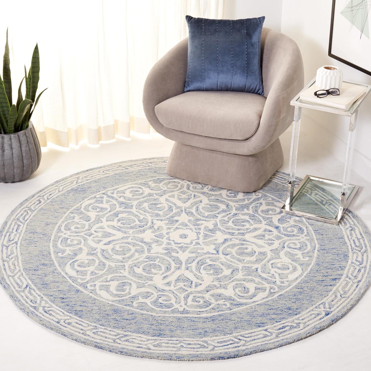image:imageSAFAVIEH Area Rug 8x10 Natural Fiber Collection Large Natural amp Ivory Handmade Jute amp Wool Flat Weave Farmhouse Rustic Boho Fringe Design Ideal for Living Room Bedroom Dining Space NF377ABlueIvory