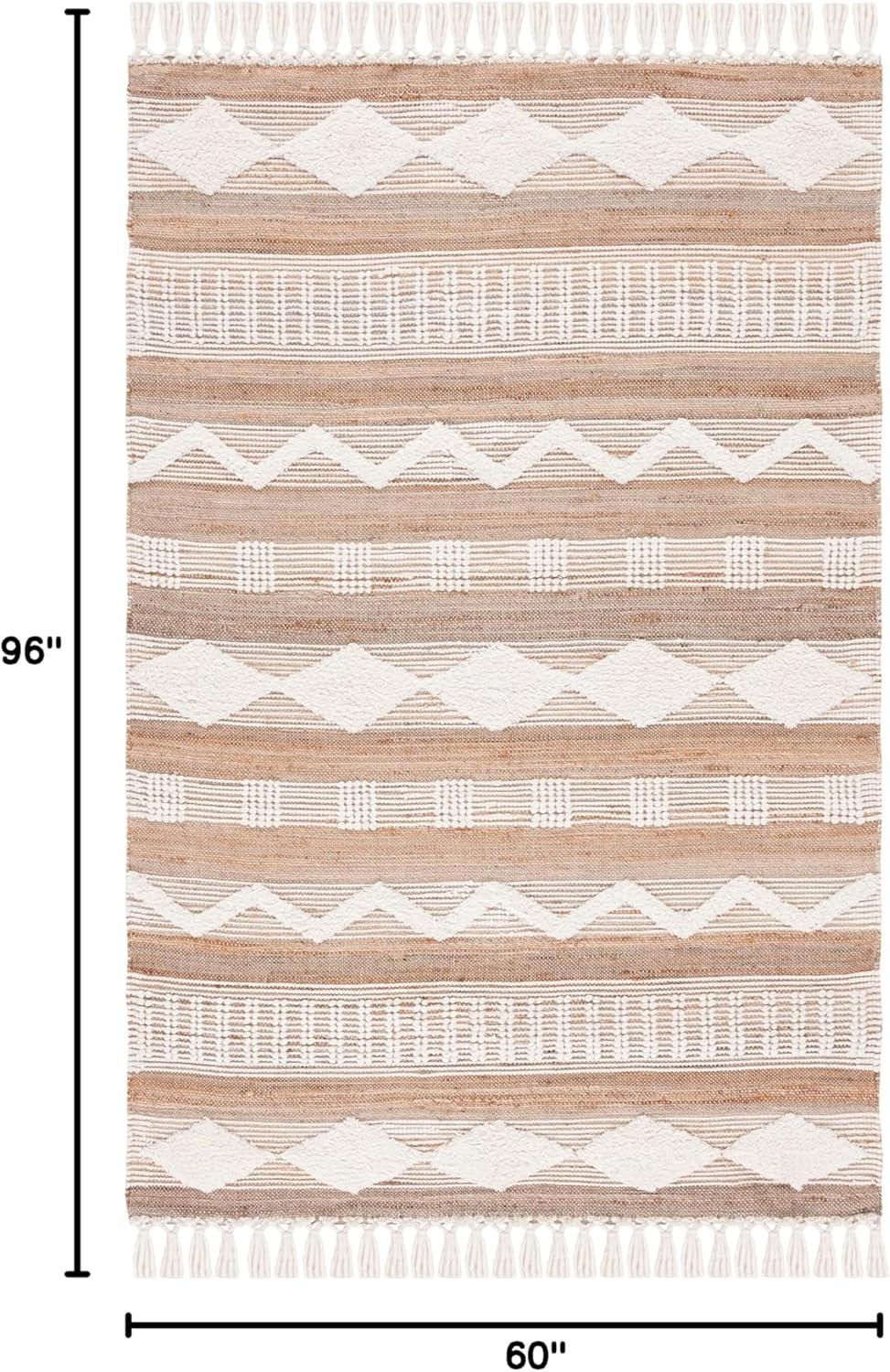 image:imageSAFAVIEH Area Rug 8x10 Natural Fiber Collection Large Natural amp Ivory Handmade Jute amp Wool Flat Weave Farmhouse Rustic Boho Fringe Design Ideal for Living Room Bedroom Dining Space NF377ANaturalIvory