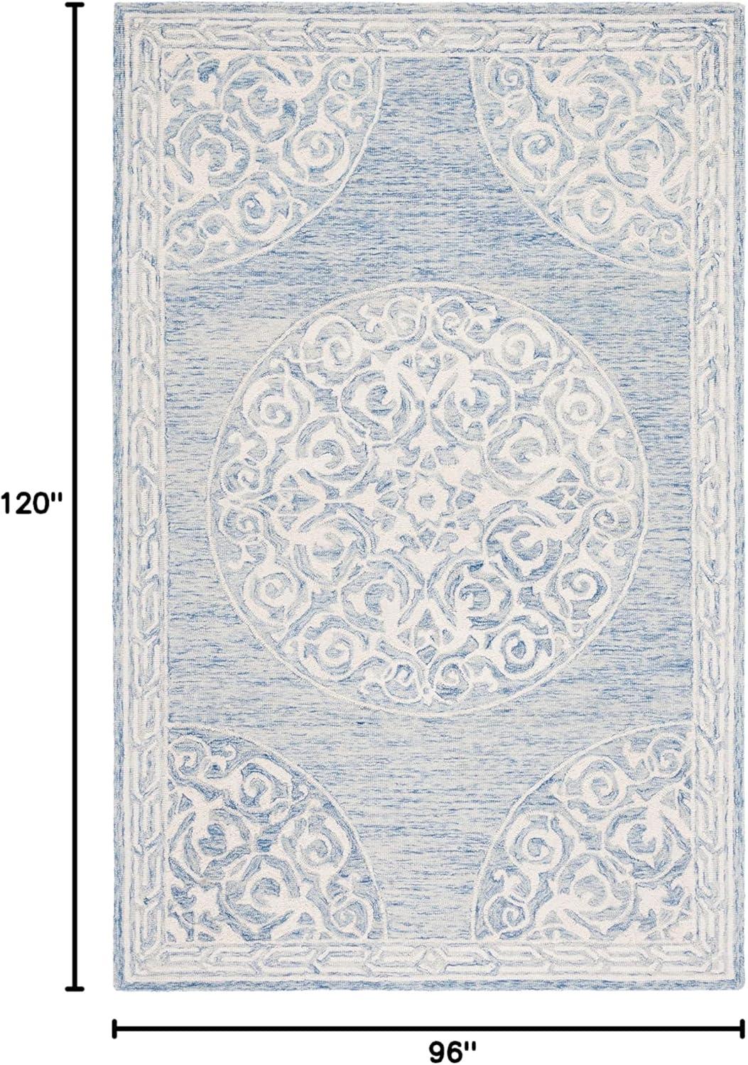 image:imageSAFAVIEH Area Rug 8x10 Natural Fiber Collection Large Natural amp Ivory Handmade Jute amp Wool Flat Weave Farmhouse Rustic Boho Fringe Design Ideal for Living Room Bedroom Dining Space NF377ABlueIvory