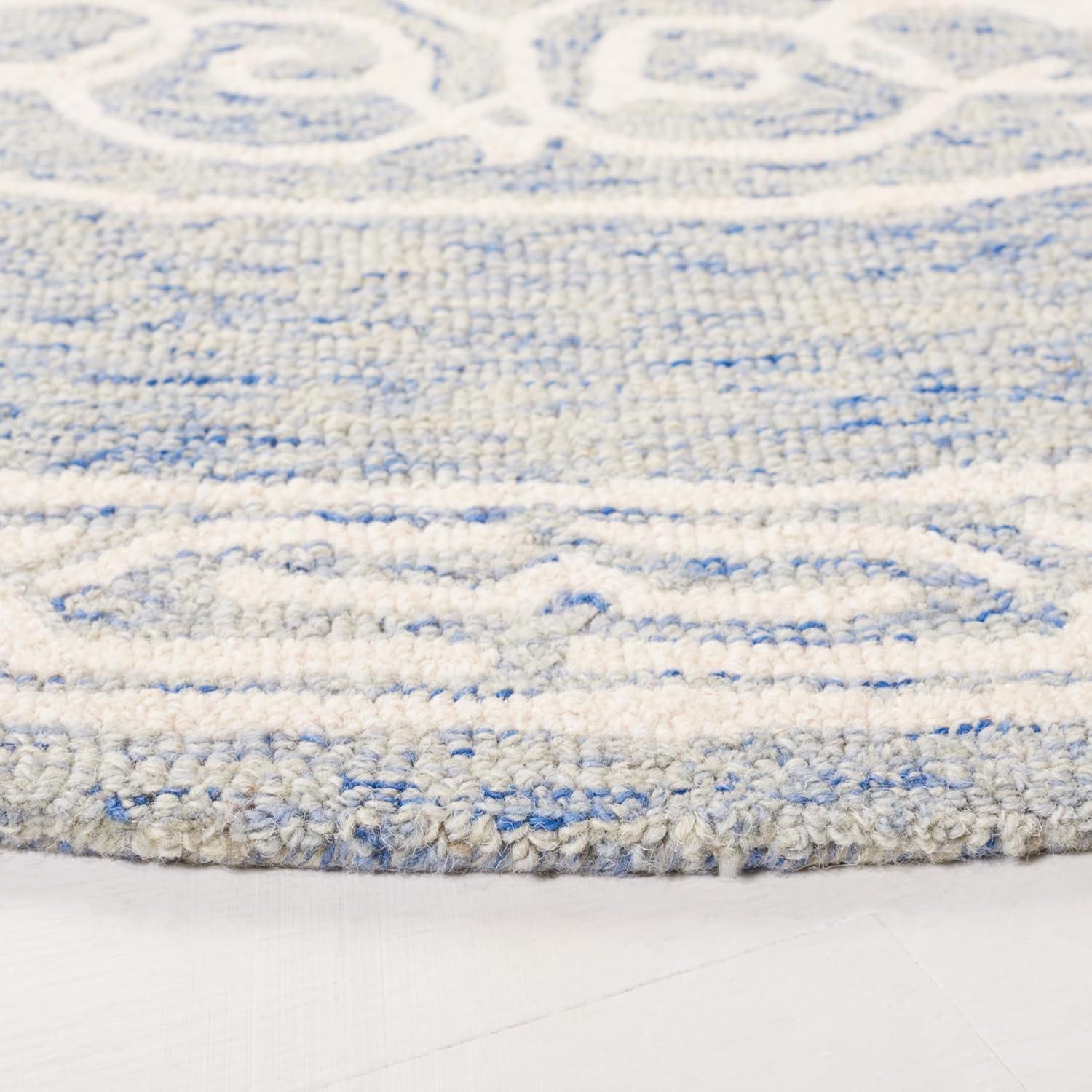 image:imageSAFAVIEH Area Rug 8x10 Natural Fiber Collection Large Natural amp Ivory Handmade Jute amp Wool Flat Weave Farmhouse Rustic Boho Fringe Design Ideal for Living Room Bedroom Dining Space NF377ABlueIvory