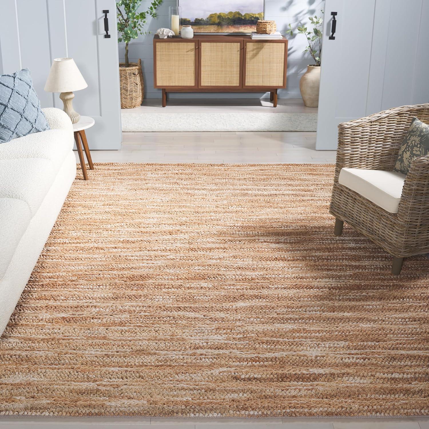 image:imageSAFAVIEH Area Rug 8x10 Natural Fiber Couture Large Natural Handmade Jute amp Cotton Ideal for Living Room Bedroom Dining Space NFC101BNatural