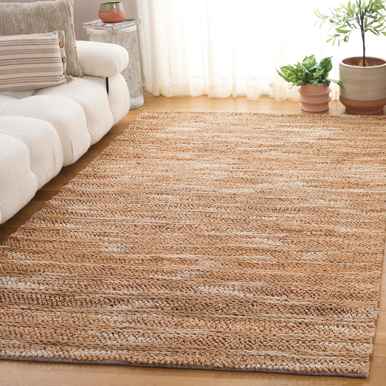 image:imageSAFAVIEH Area Rug 8x10 Natural Fiber Couture Large Natural Handmade Jute amp Cotton Ideal for Living Room Bedroom Dining Space NFC101BNatural