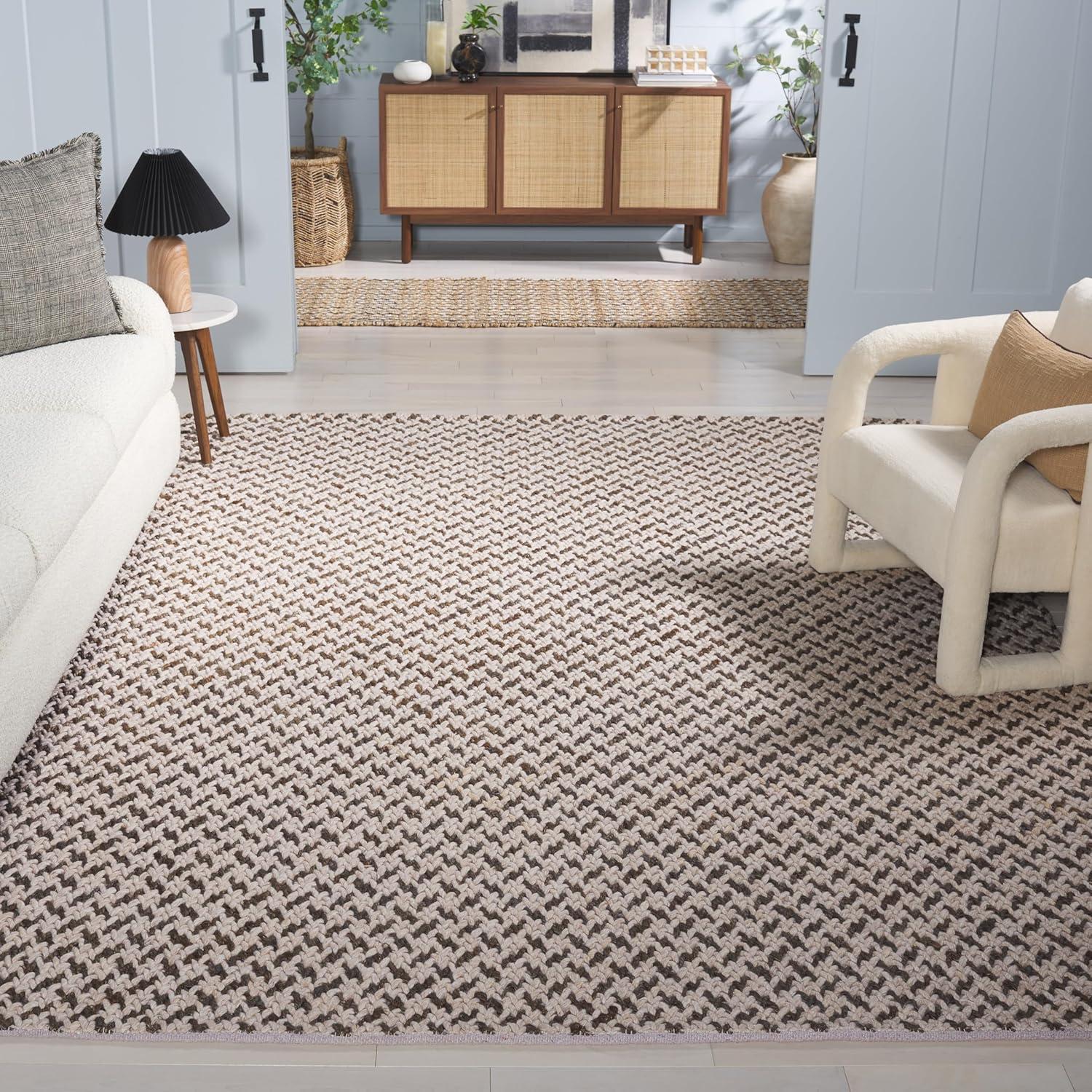 image:imageSAFAVIEH Area Rug 8x10 Natural Fiber Couture Collection Large Beige amp Grey Handmade Jute Ideal for Living Room Bedroom Dining Space NFC104FBeigeGrey