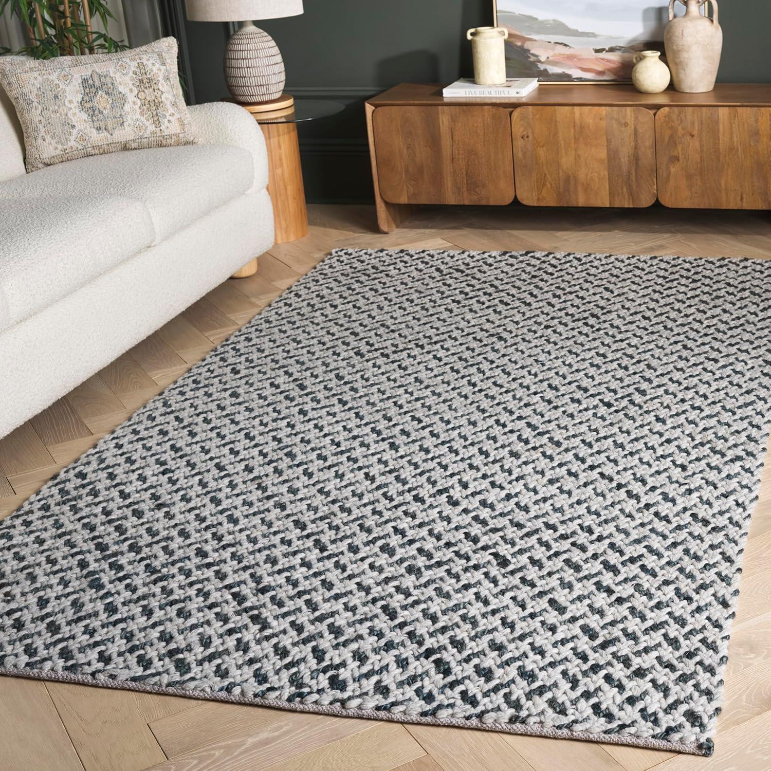 image:imageSAFAVIEH Area Rug 8x10 Natural Fiber Couture Collection Large Beige amp Grey Handmade Jute Ideal for Living Room Bedroom Dining Space NFC104FTealGrey