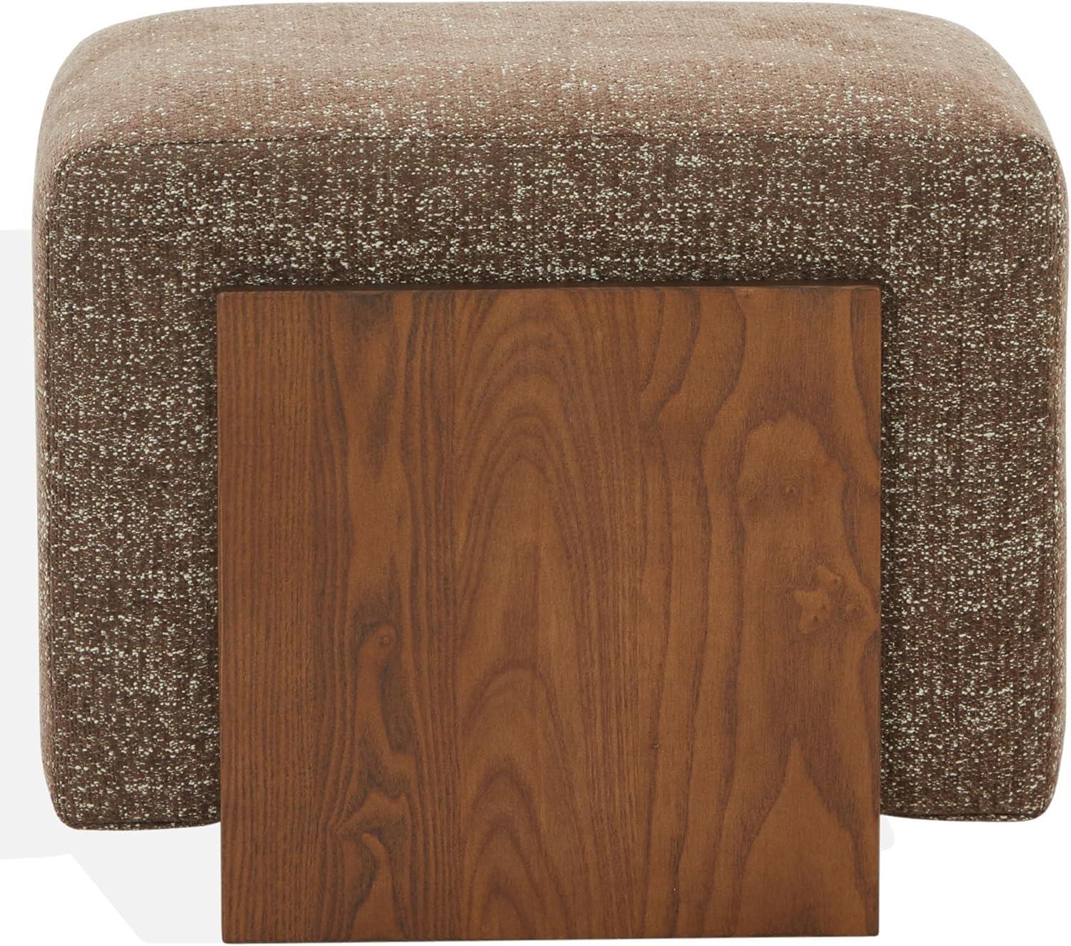 image:imageSAFAVIEH Couture Norabeth Ottoman Light Brown Chenille amp Walnut Solid Wood Fully Assembled Ideal for Living Room Bedroom Entryway 22 W x 173 D x 18 H SFV4885ADark BrownWalnut