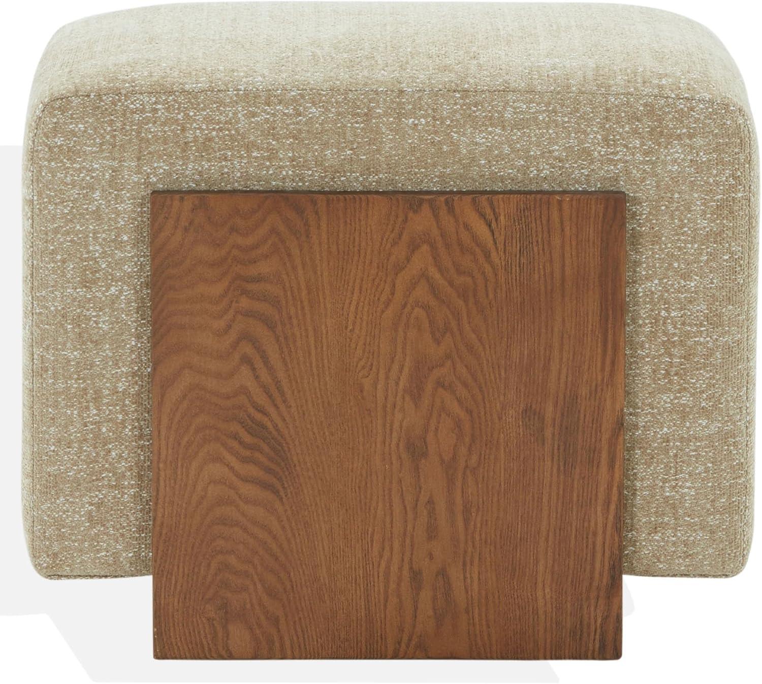 image:imageSAFAVIEH Couture Norabeth Ottoman Light Brown Chenille amp Walnut Solid Wood Fully Assembled Ideal for Living Room Bedroom Entryway 22 W x 173 D x 18 H SFV4885ALight BrownWalnut