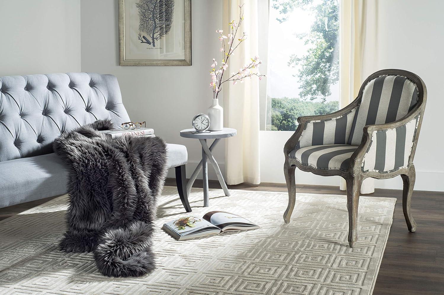 image:imageSAFAVIEH Faux Grey Shadow Fox Throw Collection StandardDark Grey