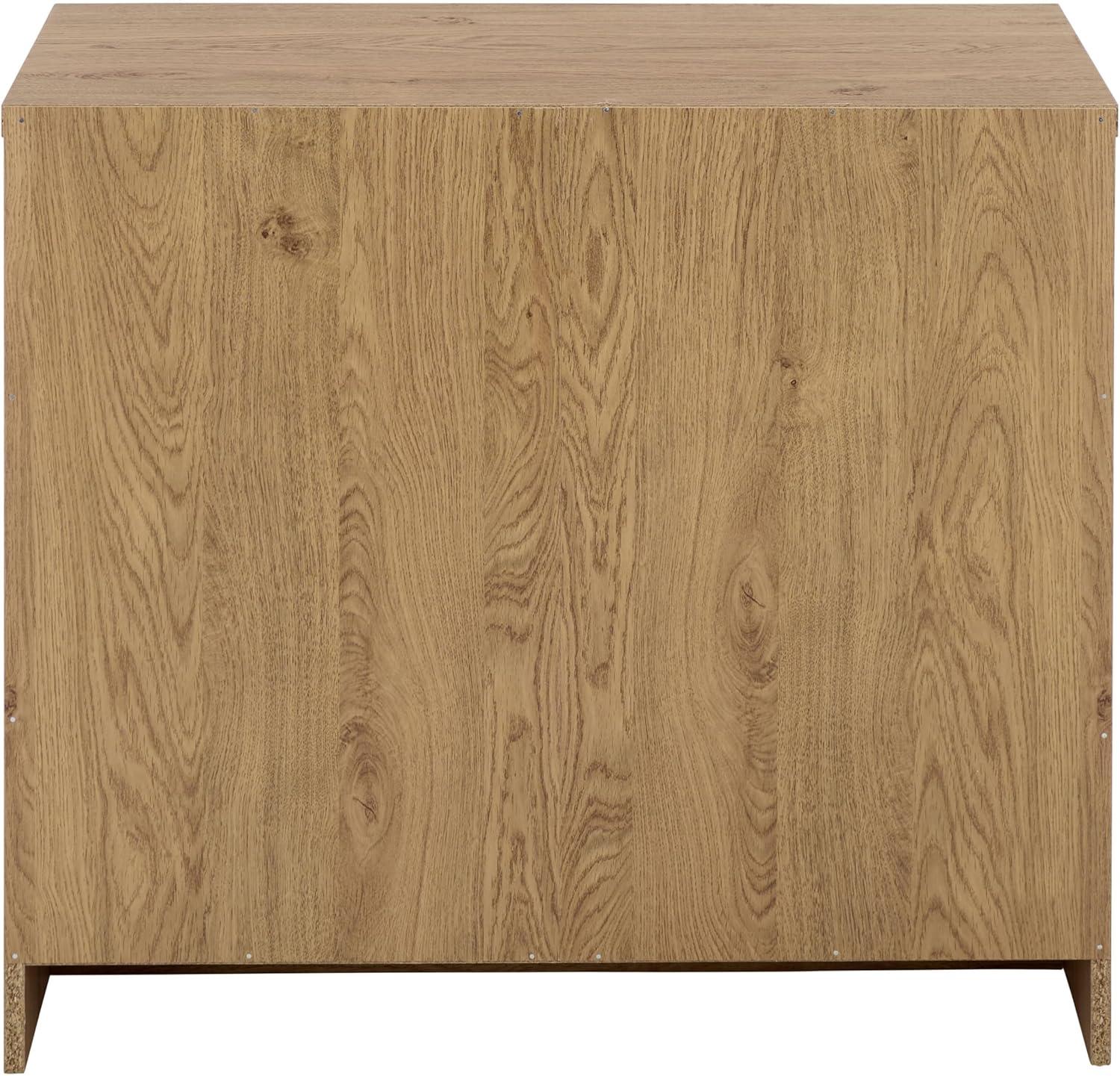image:imageSAFAVIEH Furniture Masa Media Stand for TVs up to 35 Oak 2Door Modern Sideboard Storage Cabinet Console with Interior Shelf MED3608AOak