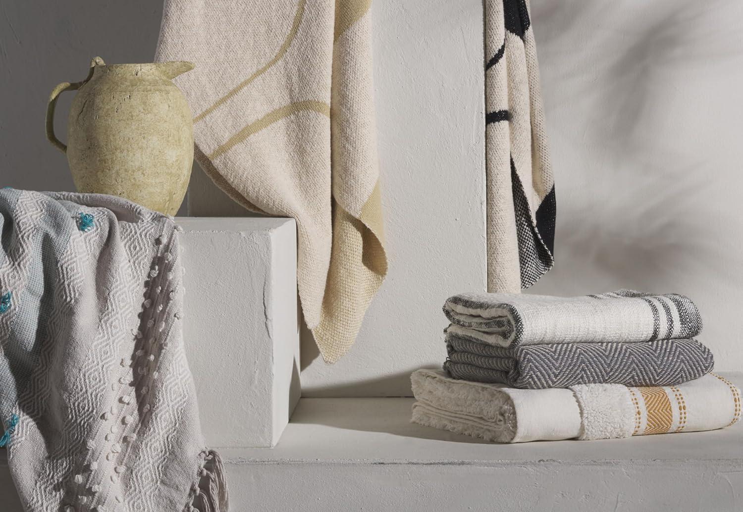 image:imageSAFAVIEH Home Billi Whimsy Beige and Teal Fringe Throw Blanket BeigeTeal 50 x 60