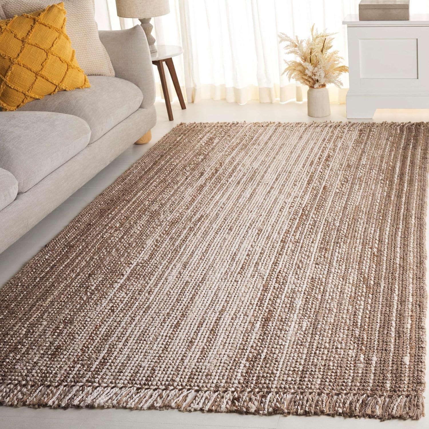 image:imageSAFAVIEH Natural Fiber Collection Area Rug 8 x 10 Ivory amp Grey Flatweave Jute Ideal for The Living Room Dining Room Bedroom NF843FIvoryGrey
