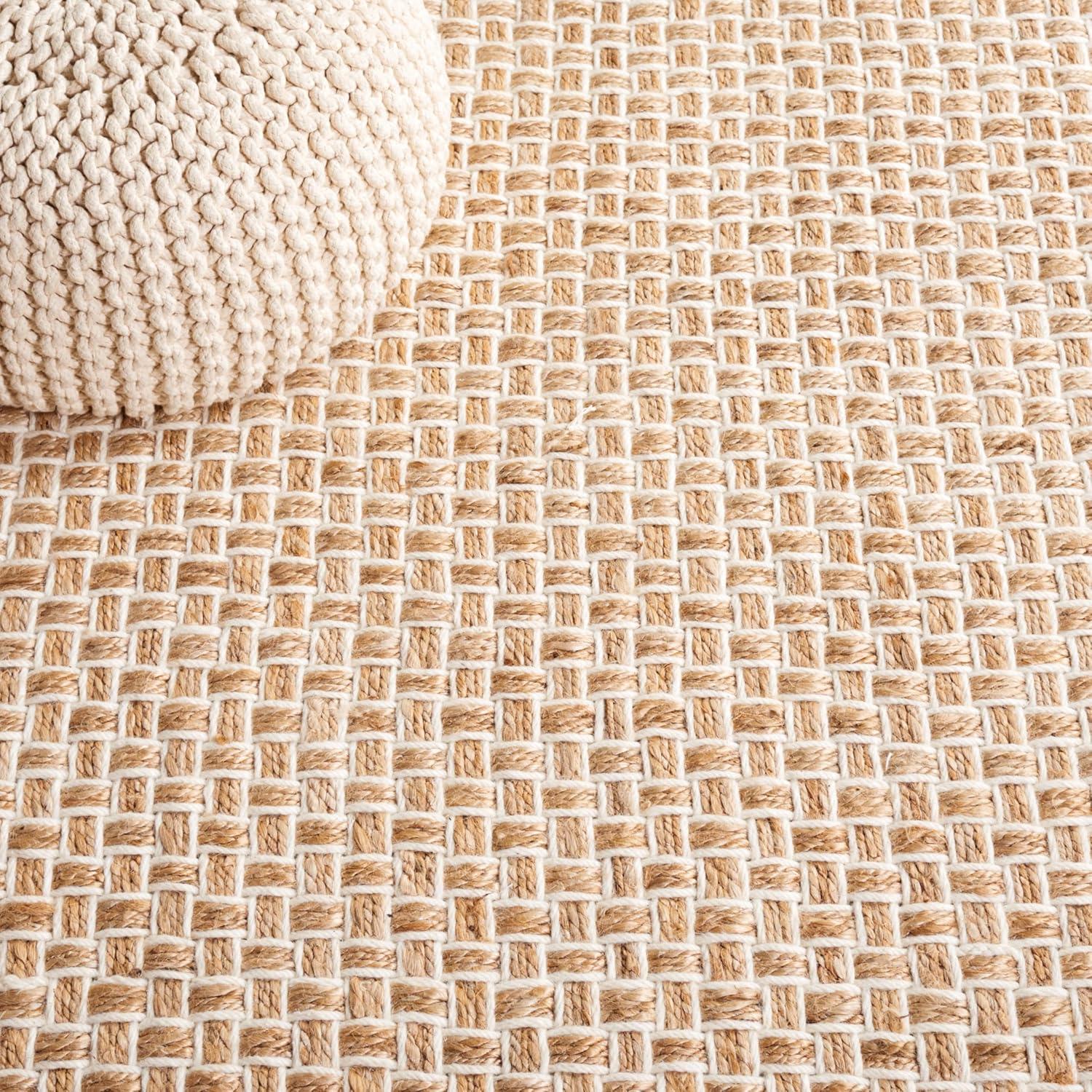 image:imageSAFAVIEH Natural Fiber Collection Area Rug 8 x 10 Natural amp Ivory Handmade Jute amp Wool Reversible Geometric Pattern Ideal for Living Room Bedroom Home Office Dining Space NF817A8NaturalIvory