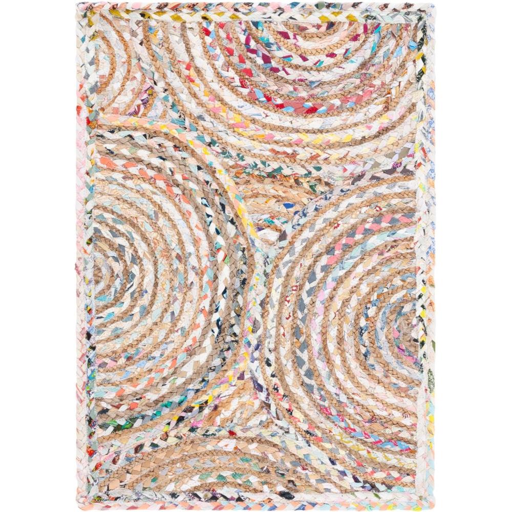 image:imageSAFAVIEH Area Rug 8x10 Cape Cod Collection Large Blue amp Natural Handmade Jute amp Cotton Boho Braided Design Ideal for Living Room Bedroom Office Dining Space CAP203MBeigeMulti