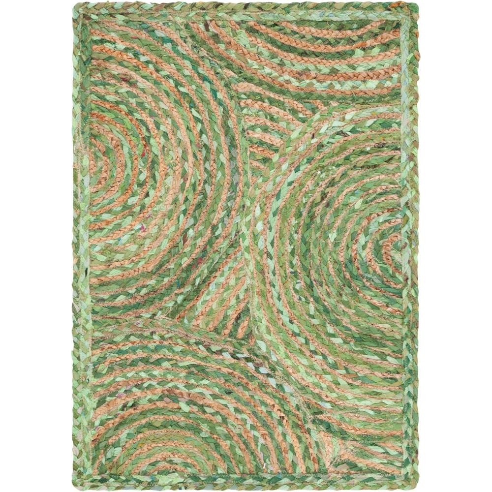 image:imageSAFAVIEH Area Rug 8x10 Cape Cod Collection Large Blue amp Natural Handmade Jute amp Cotton Boho Braided Design Ideal for Living Room Bedroom Office Dining Space CAP203MGreenNatural