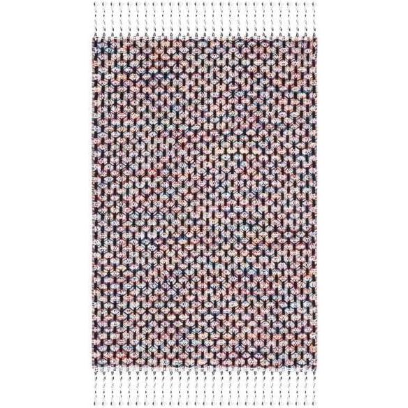 image:imageSAFAVIEH Area Rug 8x10 Montauk Collection Large Beige amp Black Handmade Flat Weave Cotton Ideal for Living Room Bedroom Office Dining Space MTK475BRedYellow