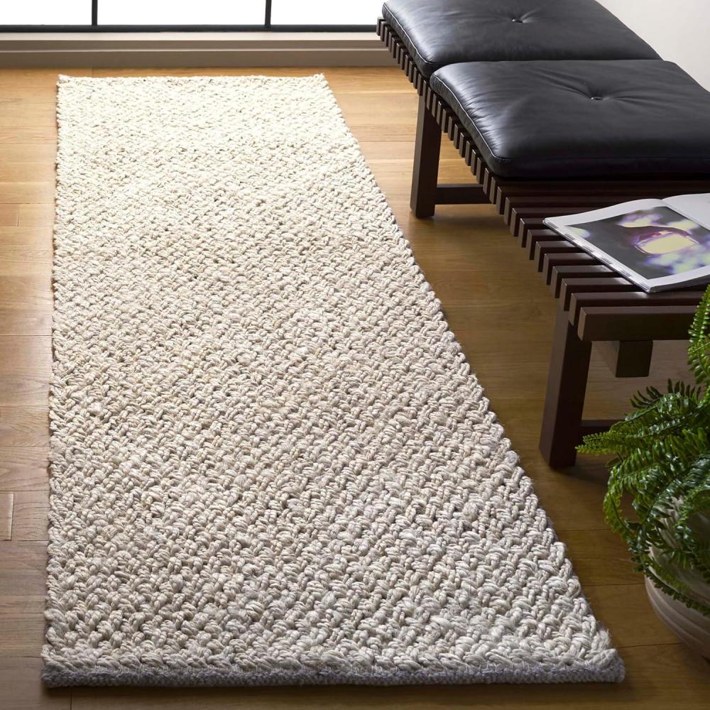 image:imageSAFAVIEH Area Rug 8x10  Natural Fiber Collection  Large  Bleach Color amp Ivory Flat Weave Jute Ideal for Living Room Bedroom Dining Space NFB876BBleachIvory