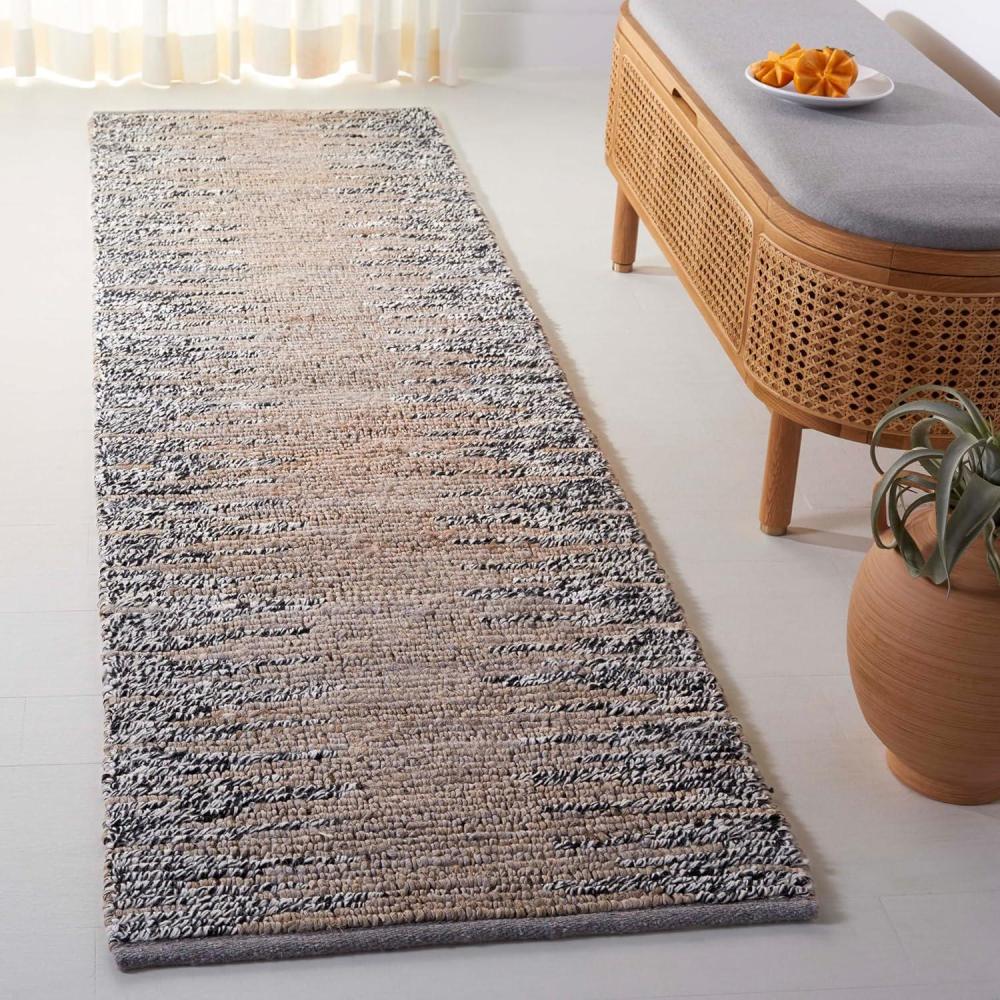 image:imageSAFAVIEH Area Rug 8x10  Natural Fiber Collection  Large  Grey amp Black Handmade Wool amp Jute Farmhouse Style Ideal for Living Room Bedroom Dining Space NF953FGreyBlack