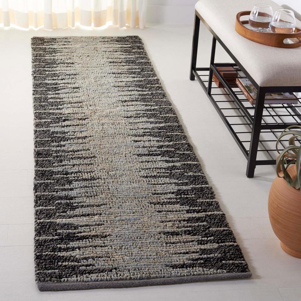 image:imageSAFAVIEH Area Rug 8x10 Natural Fiber Collection Large Grey amp Black Handmade Wool amp Jute Farmhouse Style Ideal for Living Room Bedroom Dining Space NF953FLight BlueBlack