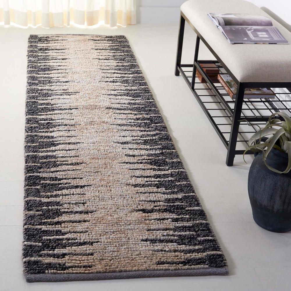 image:imageSAFAVIEH Area Rug 8x10 Natural Fiber Collection Large Grey amp Black Handmade Wool amp Jute Farmhouse Style Ideal for Living Room Bedroom Dining Space NF953FLight GreyBlack