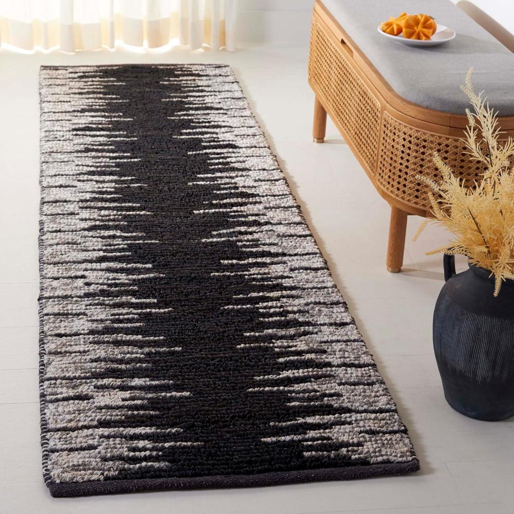 image:imageSAFAVIEH Area Rug 8x10  Natural Fiber Collection  Large  Grey amp Black Handmade Wool amp Jute Farmhouse Style Ideal for Living Room Bedroom Dining Space NF953FBlackBeige