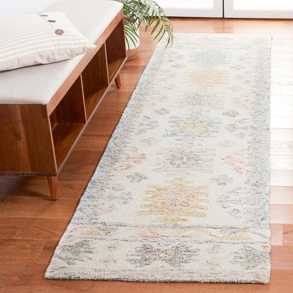 image:imageSAFAVIEH Area Rug 8x10  Natural Fiber Collection  Large  Natural amp Black Handmade Flat Weave Jute Farmhouse Geometric Design Ideal for Living Room Bedroom Dining Space NF382AIvoryBlue
