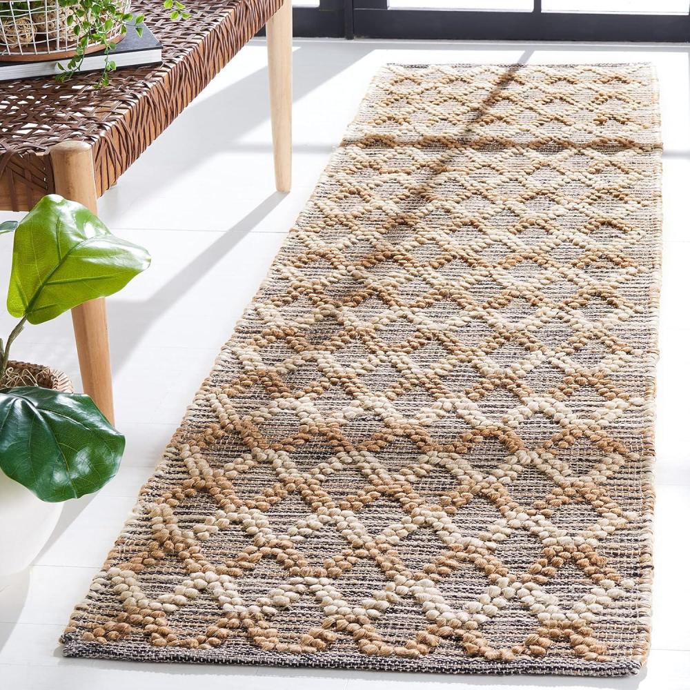 image:imageSAFAVIEH Area Rug 8x10  Natural Fiber Collection  Large  Natural amp Black Handmade Flat Weave Jute Farmhouse Geometric Design Ideal for Living Room Bedroom Dining Space NF382ANaturalBlack