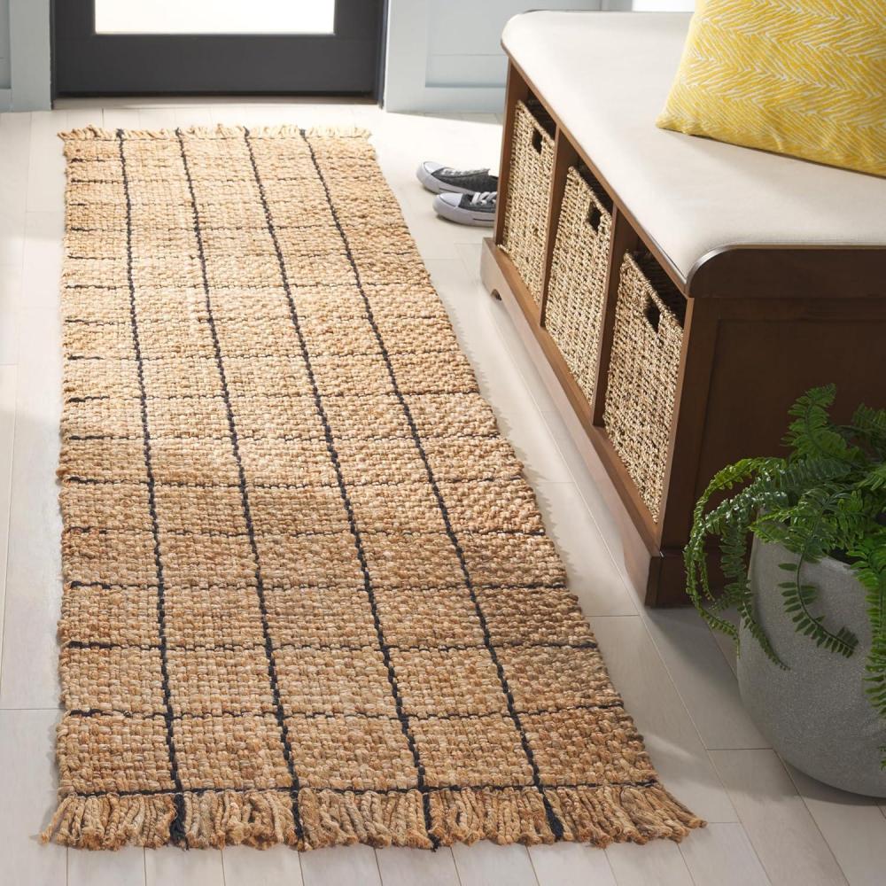 image:imageSAFAVIEH Area Rug 8x10 Natural Fiber Collection Large Natural amp Grey Handmade Jute Ideal for Living Room Bedroom Dining Space NF602FNaturalBlack