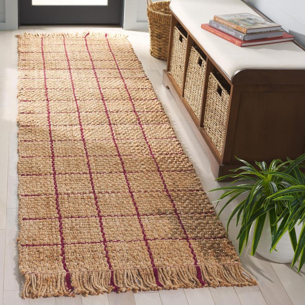 image:imageSAFAVIEH Area Rug 8x10  Natural Fiber Collection  Large  Natural amp Grey Handmade Jute Ideal for Living Room Bedroom Dining Space NF602FNaturalWine