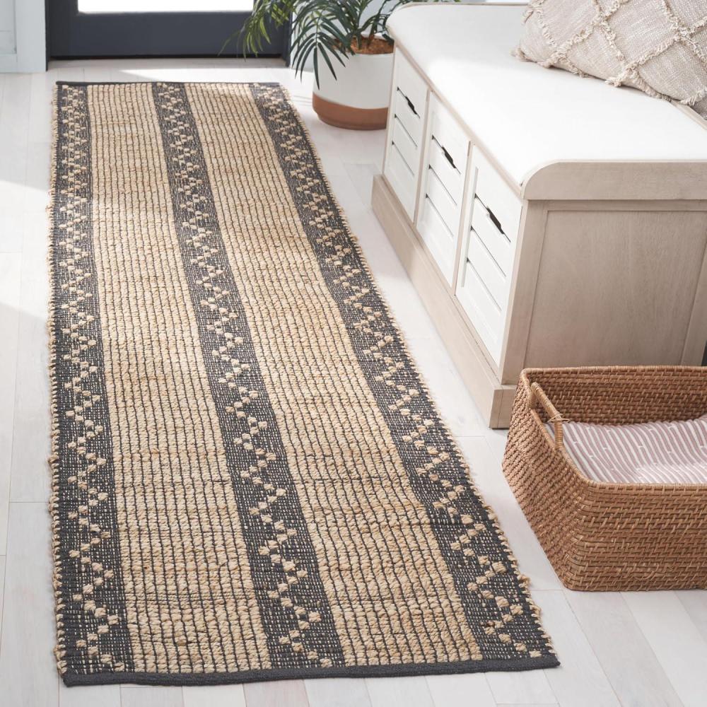 image:imageSAFAVIEH Area Rug 8x10 Natural Fiber Collection Large Natural amp Grey Handmade Jute Ideal for Living Room Bedroom Dining Space NF879FNaturalGrey