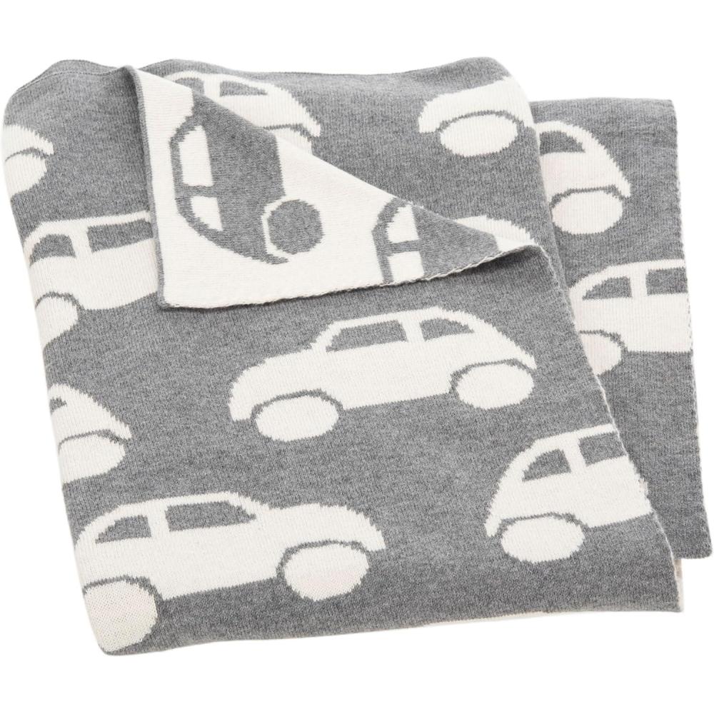 image:imageSAFAVIEH Baby Collection Herbie Car Grey and White 32 x 40 Cotton Throw Blanket