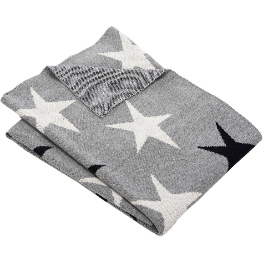 image:imageSAFAVIEH Baby Collection Star Grey and Ivory 32 x 40 Cotton Throw Blanket