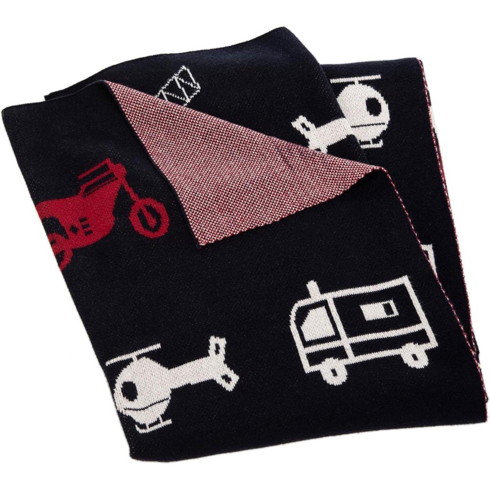 image:imageSAFAVIEH Baby Collection Wesley 32 x 40 Cotton Throw Blanket NavyRedWhite