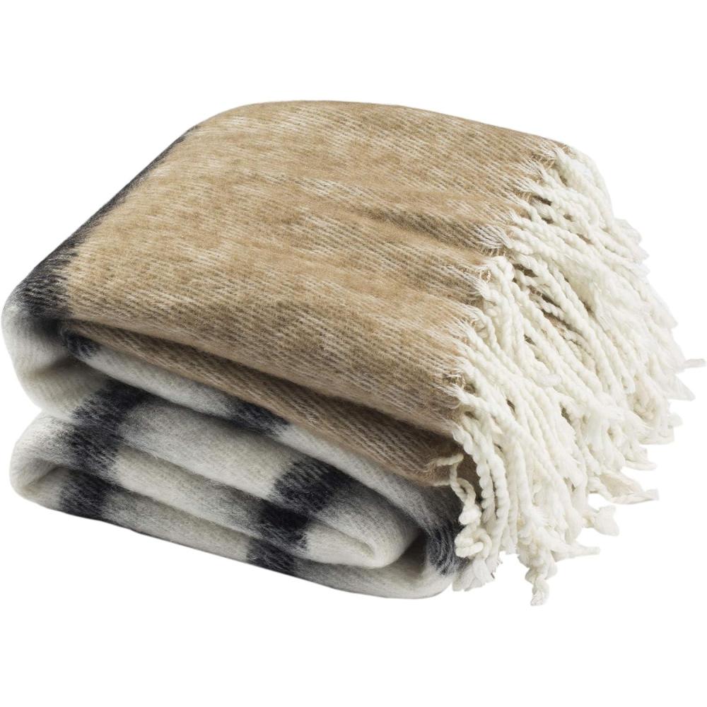 image:imageSAFAVIEH Heidi Throw Blanket BrownWhite