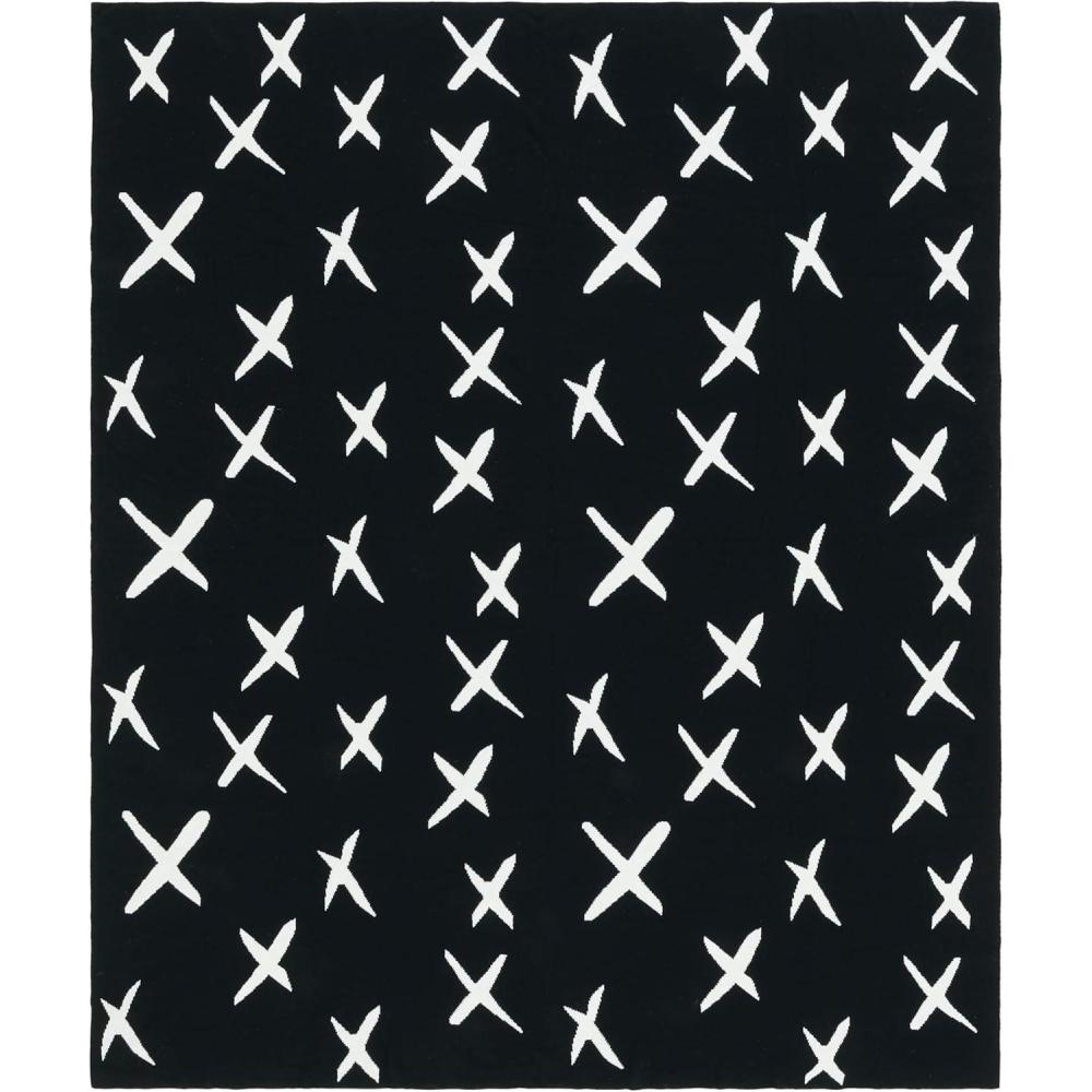 image:imageSAFAVIEH Home Collection Alto BlackIvory Cotton 50 x 60 Decorative Accent Throw Blanket