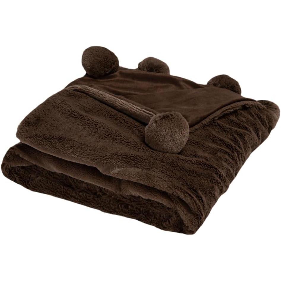 image:imageSAFAVIEH Home Collection Dalson Ivory Cotton 50 x 60inch Pom Pom Sofa Chaise Lounge Club Chair Living Room Bedroom Decorative Throw BlanketBrown