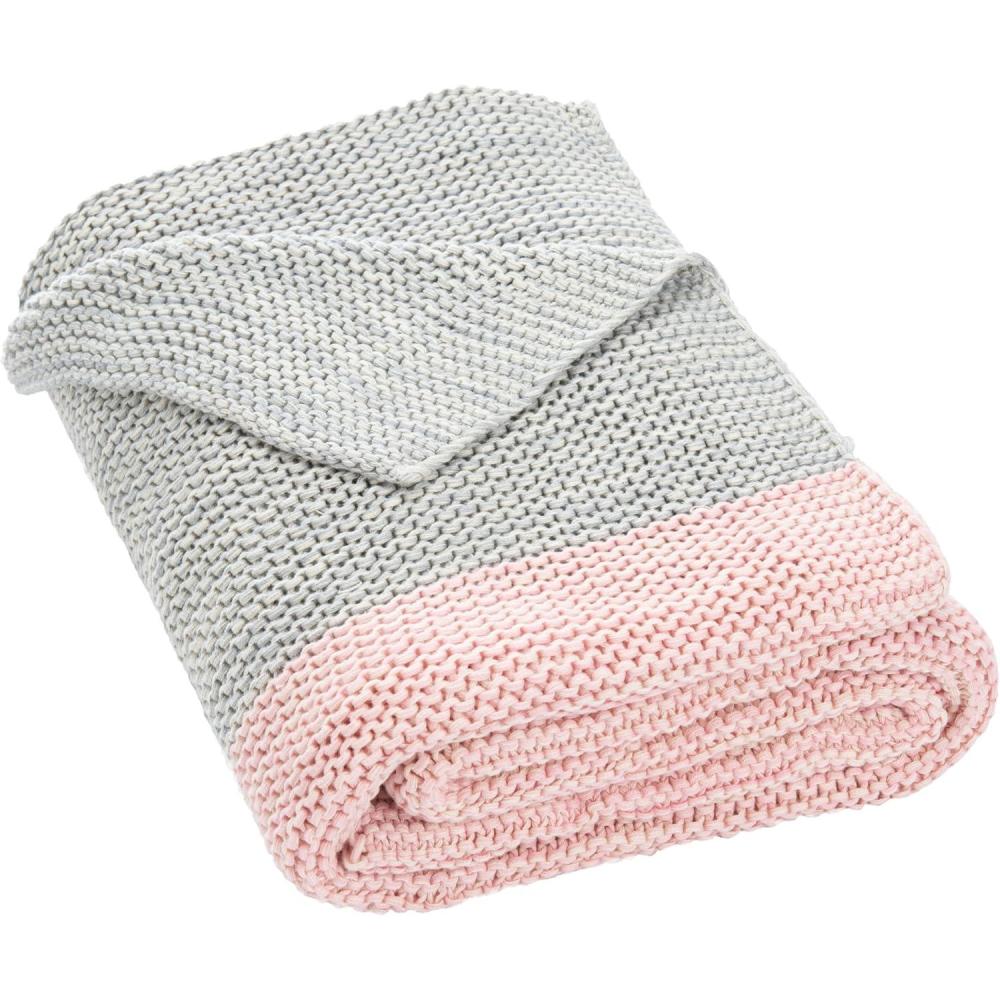 image:imageSAFAVIEH Home Collection Elowen GreyPink Cotton 50 x 60inch Sofa Chaise Lounge Club Chair Living Room Bedroom Decorative Throw Blanket THR224A5060