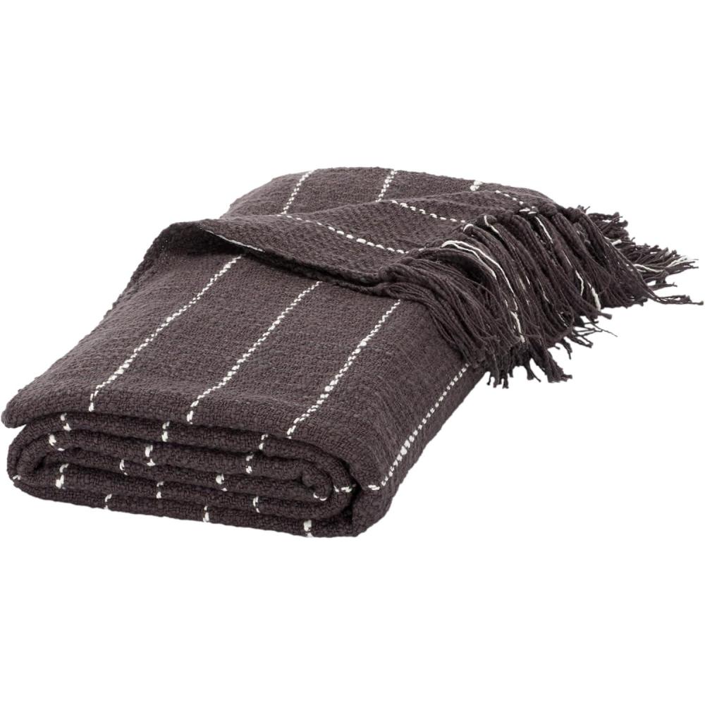 image:imageSAFAVIEH Home Collection Sloane GreyWhite 50 x 70 Cotton Throw Blanket