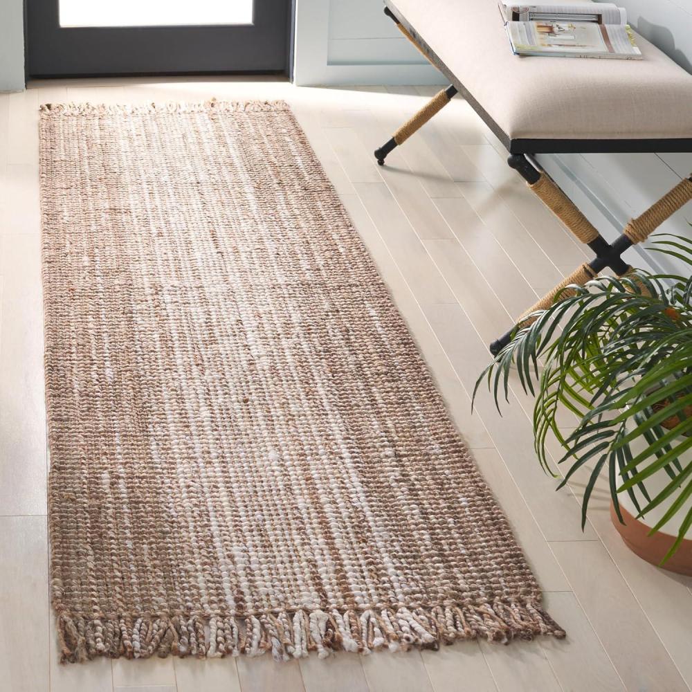 image:imageSAFAVIEH Natural Fiber Collection Area Rug 8 x 10 Ivory amp Grey Flatweave Jute Ideal for The Living Room Dining Room Bedroom NF843FIvoryGrey