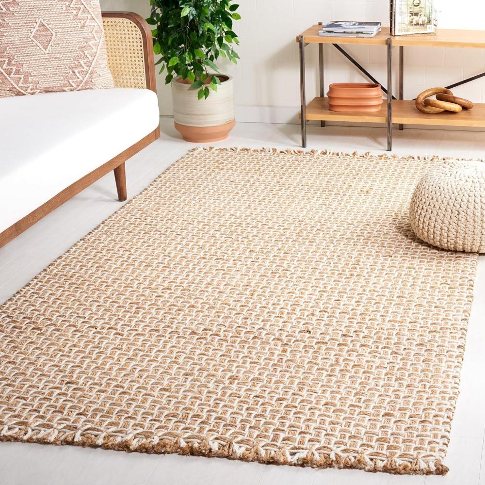 image:imageSAFAVIEH Natural Fiber Collection Area Rug  8 x 10 Natural amp Ivory Handmade Jute amp Wool Reversible Geometric Pattern Ideal for Living Room Bedroom Home Office Dining Space NF817A8NaturalIvory