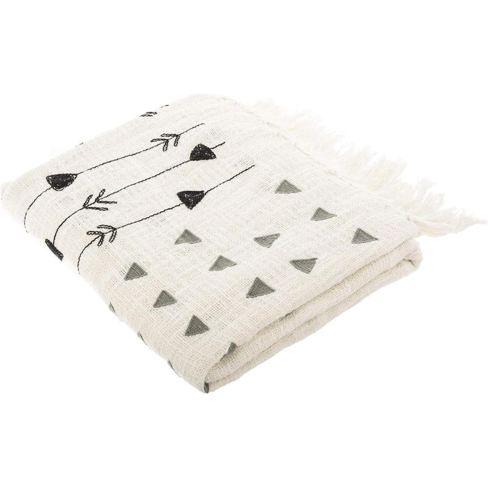 image:imageSAFAVIEH Penton Fringe Throw Blanket GreyWhiteGreyWhite