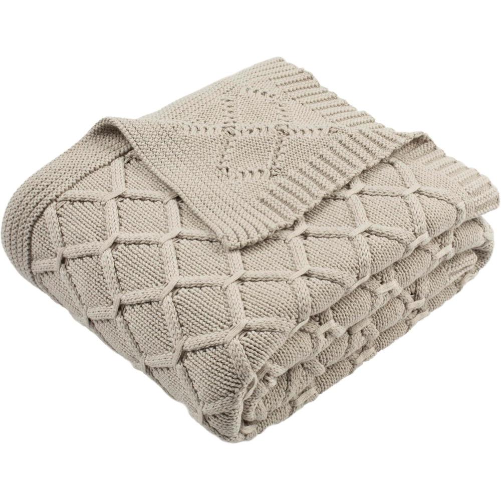 image:imageSAFAVIEH Petal Knit Throw Blanket Palewisper