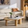 SAFAVIEH Couture – Feliciabeth Coffee Table – Natural Marble & Light Brown Solid Wood – Ideal for Living Room, Family Room, 47.3″ W x 27.4″ D x 16.8″ H (SFV5772A)(Natural/Light Brown)