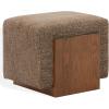 SAFAVIEH Couture – Norabeth Ottoman – Light Brown Chenille & Walnut Solid Wood – Fully Assembled – Ideal for Living Room, Bedroom, Entryway, 22″ W x 17.3″ D x 18″ H (SFV4885A)(Dark Brown/Walnut)
