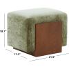 SAFAVIEH Couture – Norabeth Ottoman – Light Brown Chenille & Walnut Solid Wood – Fully Assembled – Ideal for Living Room, Bedroom, Entryway, 22″ W x 17.3″ D x 18″ H (SFV4885A)(Green/Walnut)